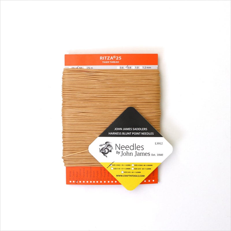 Ritza 25 Tiger Thread Beige 1.0mm RITZA 25 Tiger Thread for Leather Craft | Waxed Polyester Saddlers Thread - Image 3